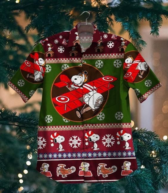 Hawaii Shirt Hot Snoopy And Red Baron Christmas Nv Vintage Hawaiian Shirt-zx11327