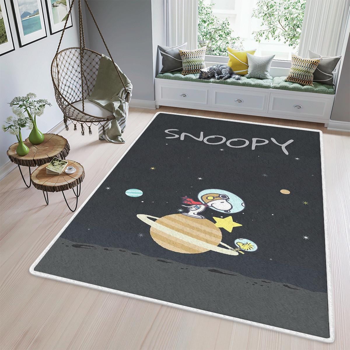 Funny Snoopy Area Rug Living Room, Peanuts Snoopy Woodstock Gift For Fan Rug Home Decor Floor Decor