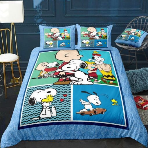 Cute Snoopy Peanut Duvet Quilt Bedding Set