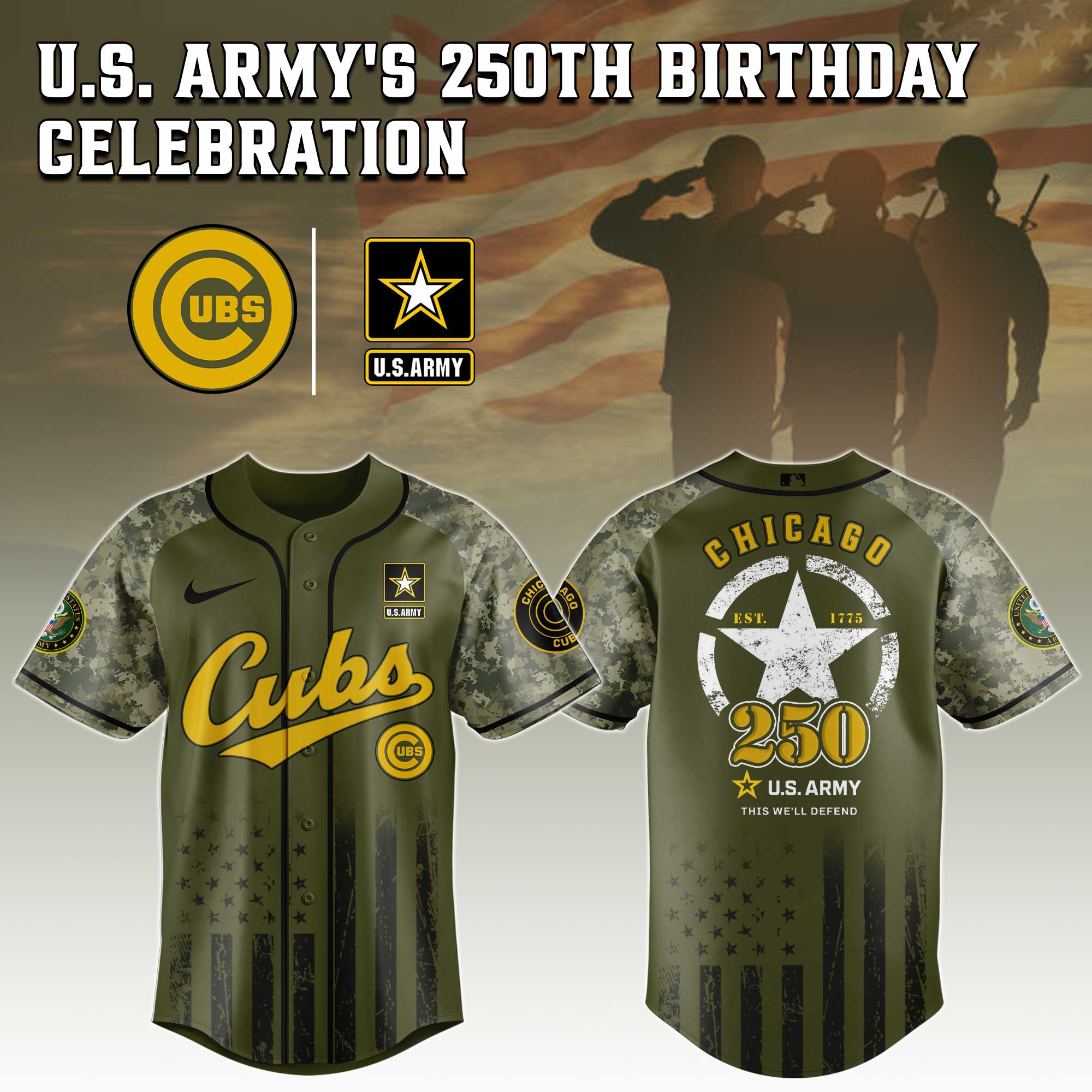 Chicago Cubs MLB 250 U.S. Army Jersey 