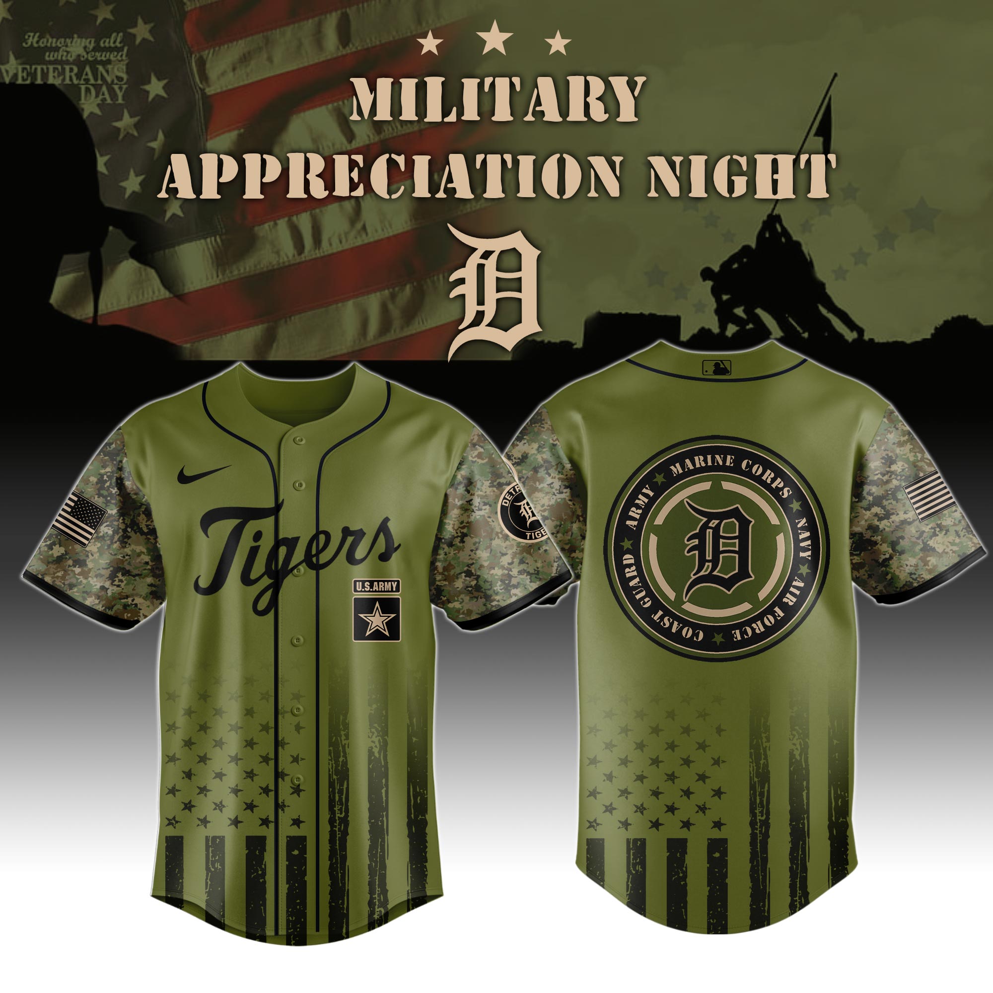 Detroit Tigers Marine Corps Military Appreciation Night Jersey 