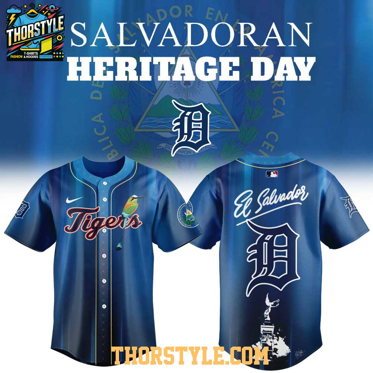 Detroit Tigers Salvadoran Heritage Day 2026 x MLB Baseball Jersey 