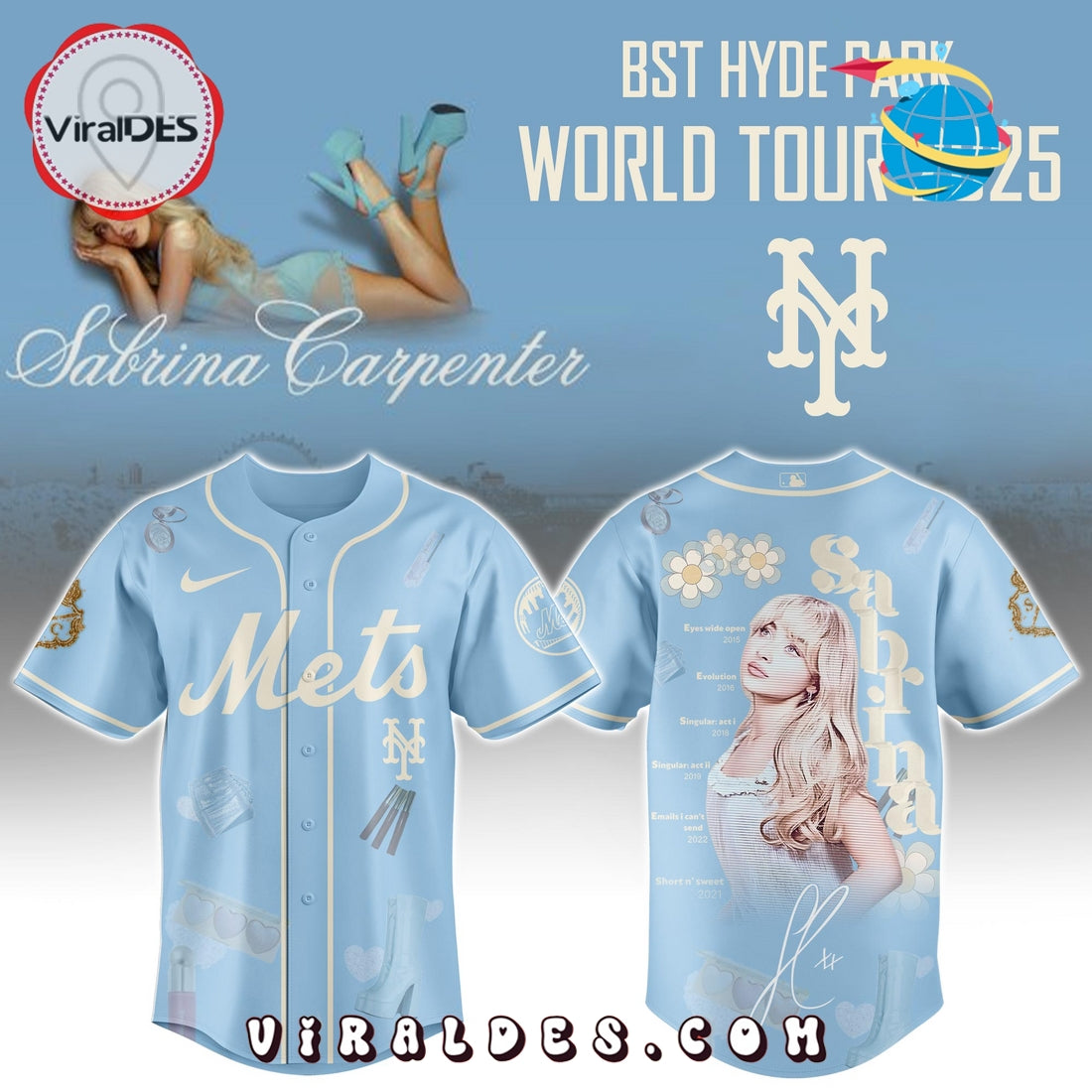 New York Metsx Sabrina Carpenter Short n' Sweet Tour Jersey