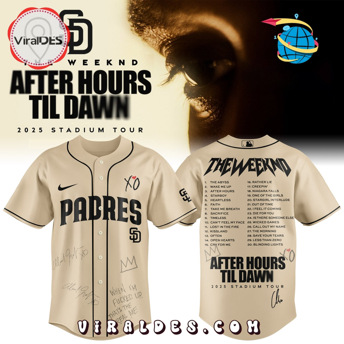 San Diego Padres x The Weeknd After Hours Til Dawn Baseball Jersey